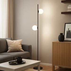 Lampada da terra moderna led 3000k due luci sferiche