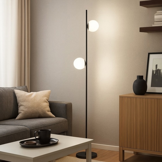 Lampada da terra moderna led 3000k due luci sferiche