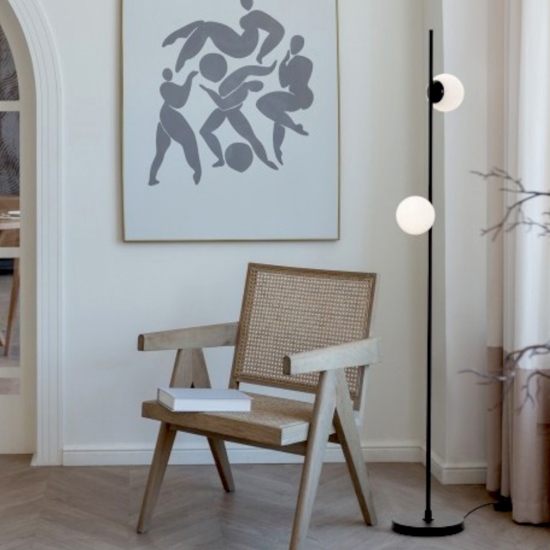 Lampada da terra moderna led 3000k due luci sferiche
