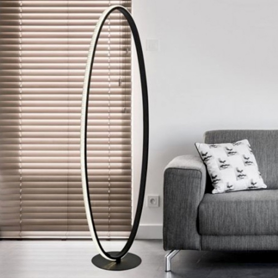 Lampada da terra moderna led 3000k circolare nera