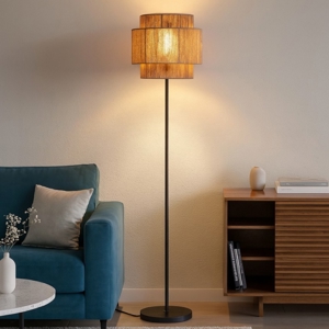 Lampada da terra etnica paralume in paglia h145 cm