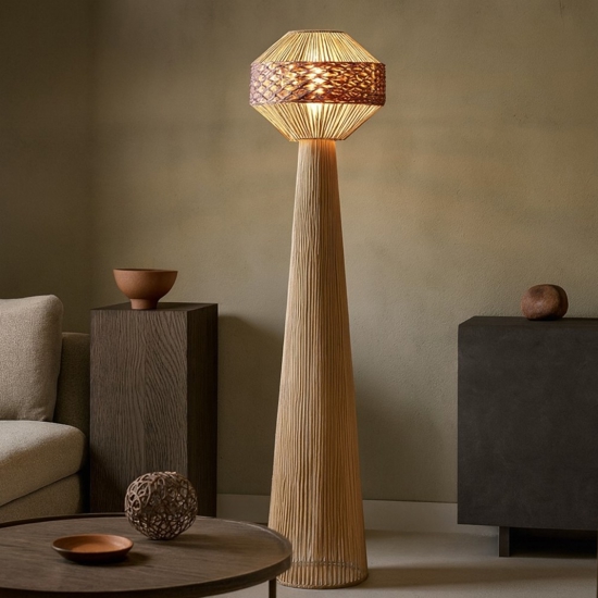 Lampada da terra design etnico per soggiorno h152 cm