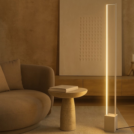 Lampada da terra moderna led 3000k rettangolare bianca