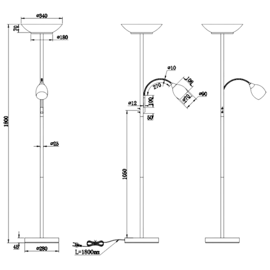 Lampada da terra due luci orientabile per soggiorno