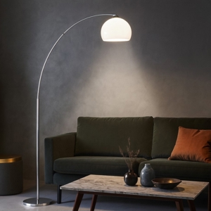 Lampada ad arco moderna colore argento per salotto