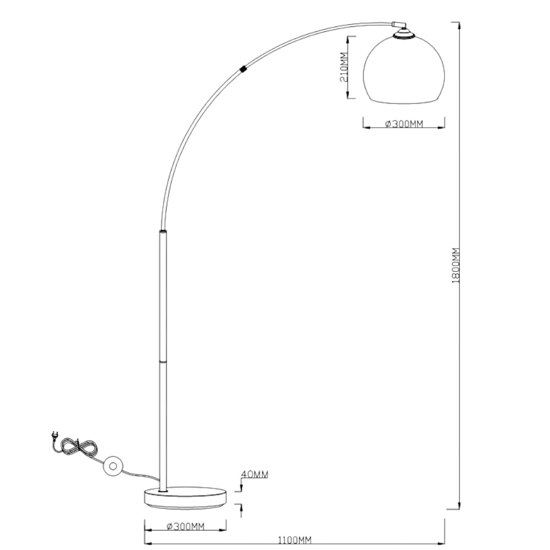 Lampada ad arco moderna colore argento per salotto