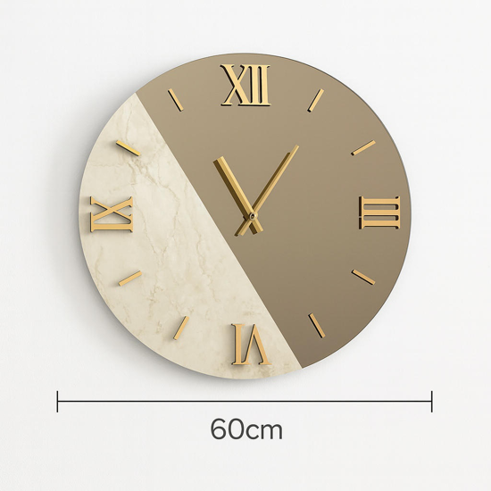 Orologio da parete rotondo 60cm marmo laminato specchio bronzo