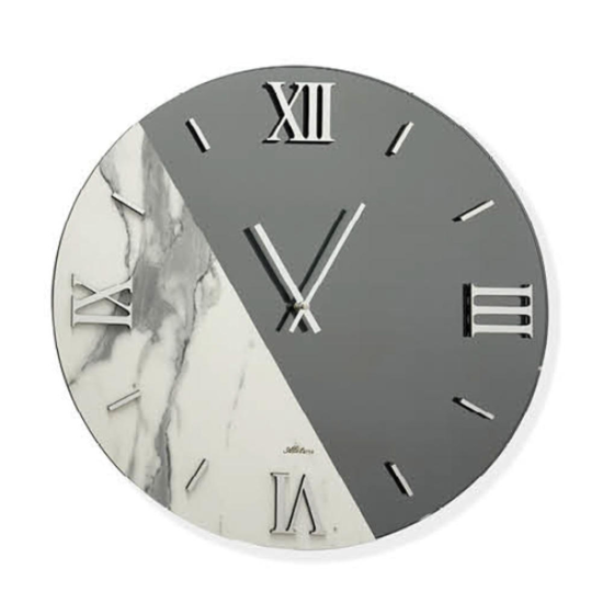 Orologio da muro moderno specchio fume marmo laminato rotondo 80cm