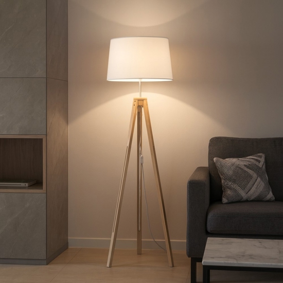 Piantana a tre piedi in legno naturale h145 cm