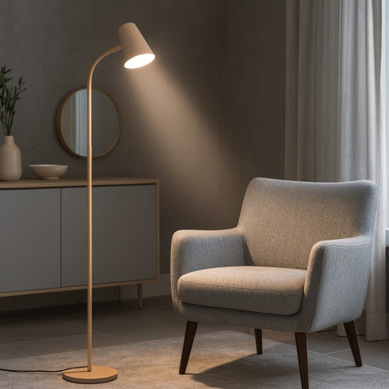 Lampada da terra piantana orientabile sabbia plastica beige led 3000k