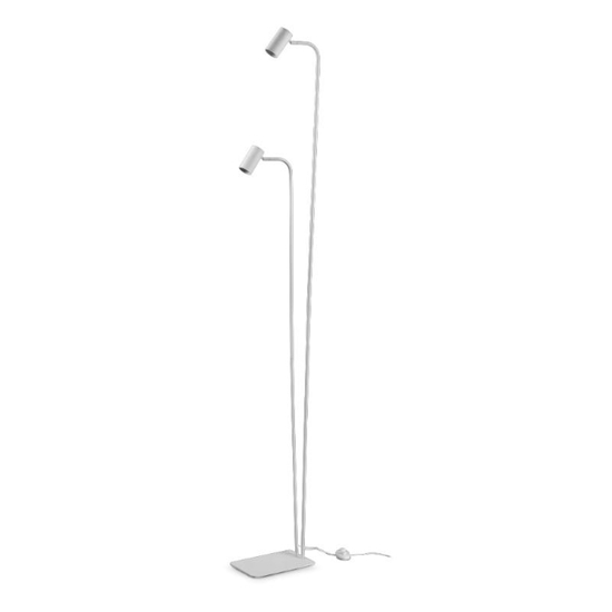 Ideal lux ginger pt2 lampada da terra bianca doppia luce orientabile