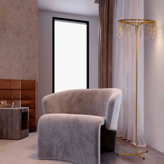 Lampada da terra oro ramato design moderna led stelle cadenti