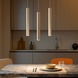 Lampadario tre luci toplight cilindri metallo sabbia per isola cucina