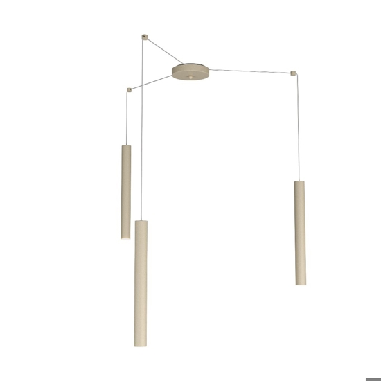 Lampadario tre luci toplight cilindri metallo sabbia per isola cucina
