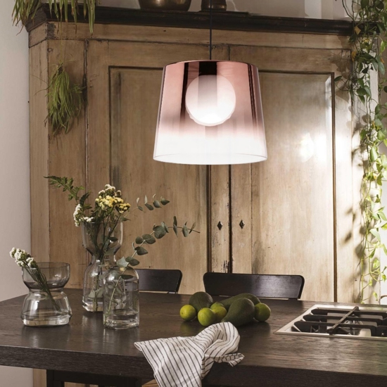 Fade sp1 ideal lux lampadario vetro cono pendente rame trasparente