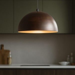 Lampadario per cucina cupola ruggine marrone metallo