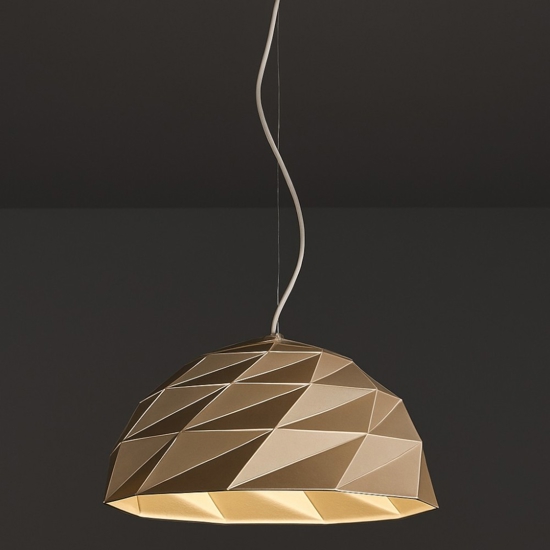 Lampadario cupola design per cucina oro satinato tilt perenz illuminazione