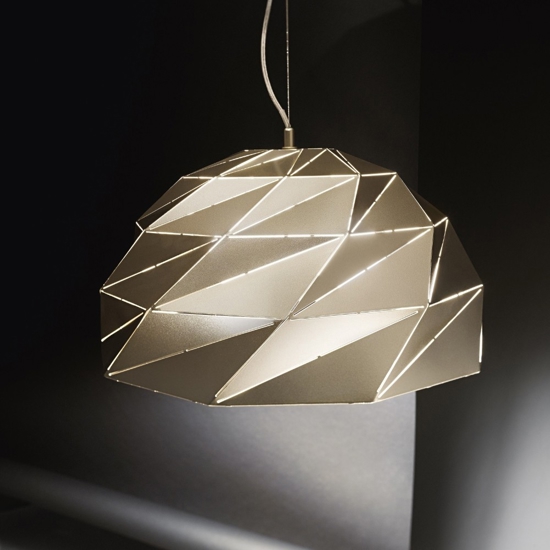 Lampadario cupola design per cucina oro satinato tilt perenz illuminazione