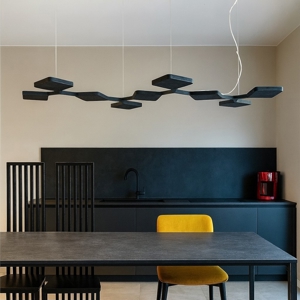Lampadadario cucina moderna nero led 91w stilnovo quad