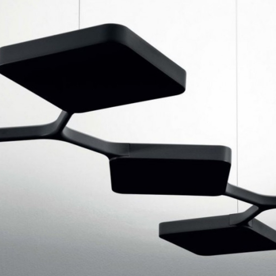 Lampadadario cucina moderna nero led 91w stilnovo quad