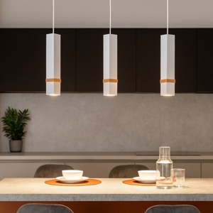 Lampadario per cucina moderna bianco legno fp