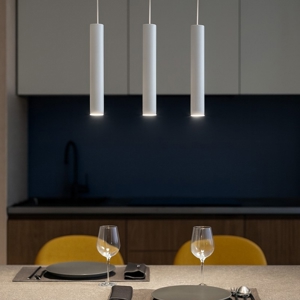 Lampadario per cucina 3 luci cilindri pendenti bianco