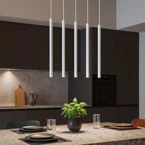 Lampadario per cucina cilindri pendenti bianco