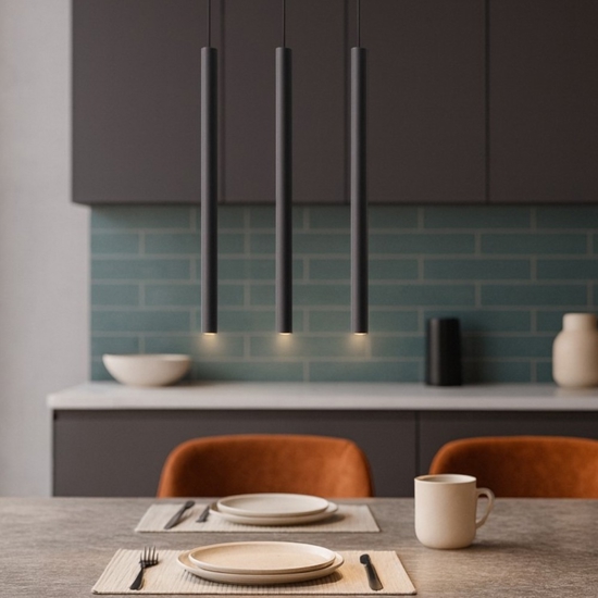 Lampadario per cucina moderna 3 luci pendenti nero