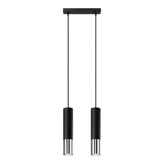 Lampadario per cucina cilindri nero cromo lucido