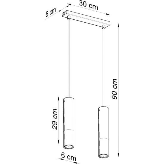 Lampadario per cucina cilindri nero cromo lucido