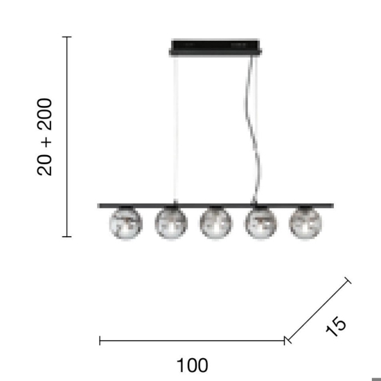 Lampadario da cucina nero so monile ondaluce 5 luci