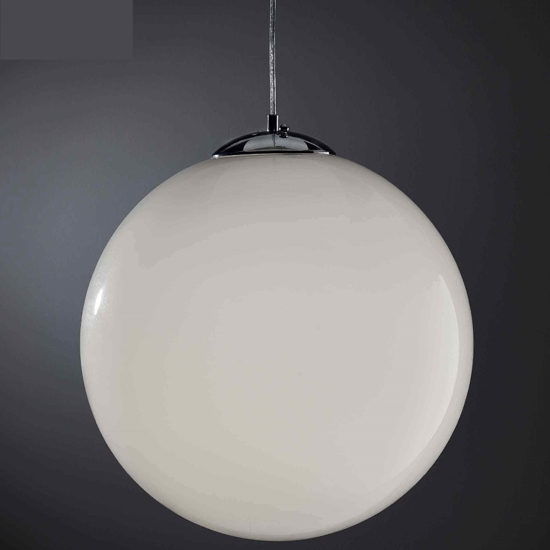 Lampadario per cucina sfera 40cm vetro bianco lucido