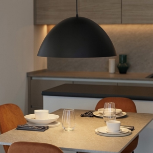 Lampadario cupola metallo nera 50cm per tavolo cucina