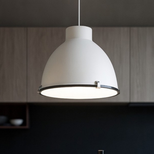 Lampadario per cucina industriale metallo bianco cupola