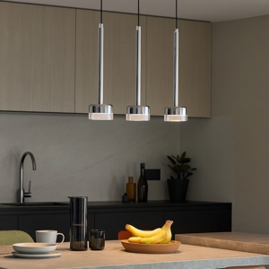 Lampadario per tavolo da cucina nero vetri trasparenti