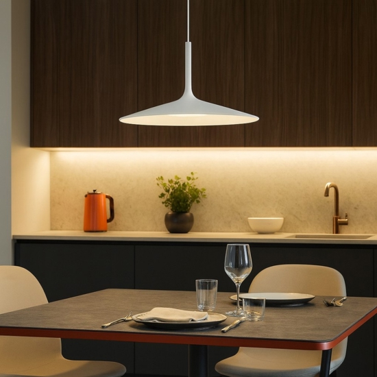 Lampadario poe plus bianca led 15w 3000k per cucina
