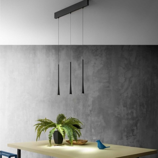 Lampadario da cucina led 16w 3000k nero dafne gea luce
