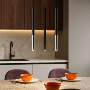 Lampadario per cucina nero cromo 3 cilindri