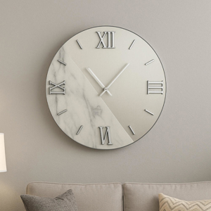 Visualizza i dettagli per Grande orologio da parete rotondo 100cm design specchio effetto marmo Grande orologio da parete rotondo 100cm design specchio effetto marmo