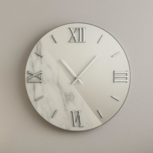 Visualizza i dettagli per Orologio da parete tondo 80cm specchio e marmi laminato Orologio da parete tondo 80cm specchio e marmi laminato