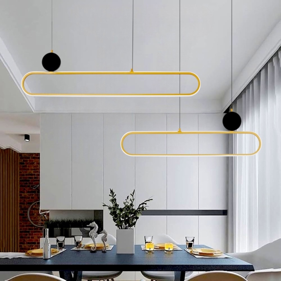 Lampadario per tavolo da cucina led 3200k colore oro geometrico