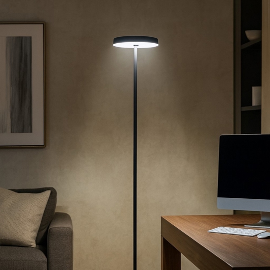 Lampada da terra moderna led 3000k nera h170 cm