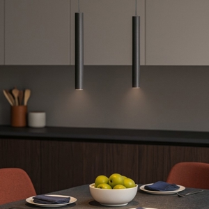 Lampadario da cucina luci decentrate cilindri nero