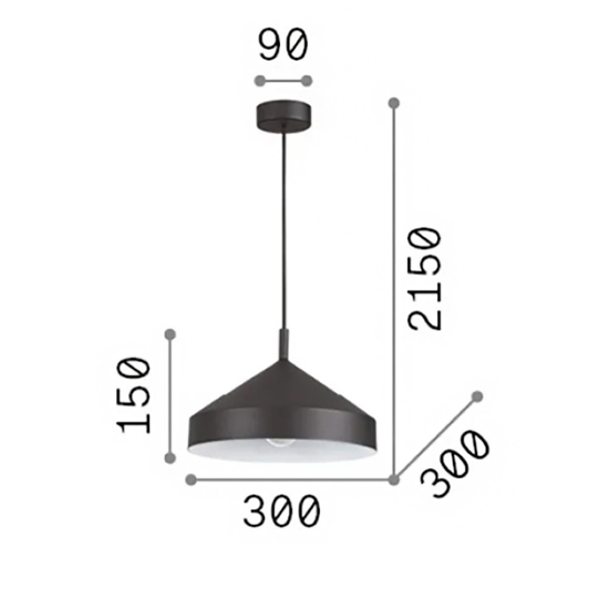 Ideal lux yurta sp1 d30 lampadario bianco per cucina design cono 30cm