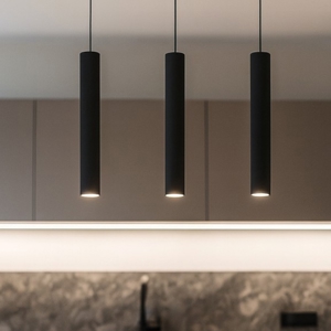 Lampadario per cucina nera 3 luci cilindri
