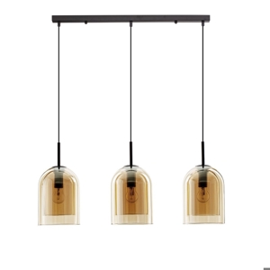 Lampadario per isola cucina doppi vetri ambra 3 luci