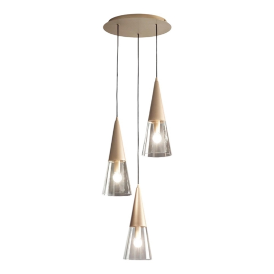 Ondaluce so trento lampadario da cucina oro tre luci vetri