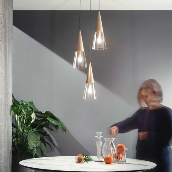 Ondaluce so trento lampadario da cucina oro tre luci vetri