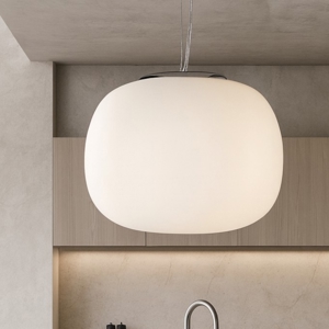 Lampadario da cucina boccia vetro sfera bianca 40cm