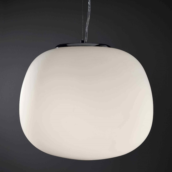 Lampadario cucina moderna boccia 19cm vetro bianco
